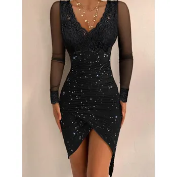 Dámské šaty Čína Elegantní třpytivé dámské sexy šaty s krajkou Velikost: S