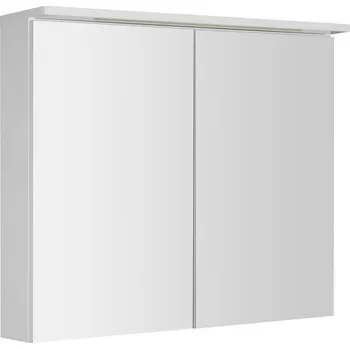 Zrcadlo Aqualine KAWA STRIP galerka s LED osvětlením 80x70x22cm, bílá