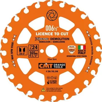 Pilový kotouč CMT XTreme Pilový kotouč na demoliční práce - D165x2,3 d20 Z24 HW