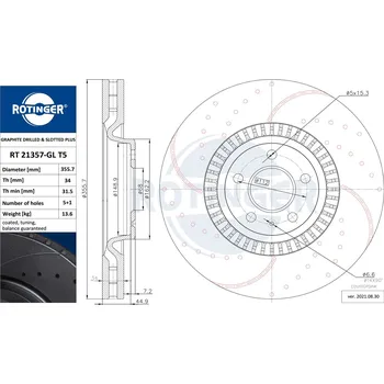 Brzdový kotouč Brzdový kotouč ROTINGER RT 21357-GL T5