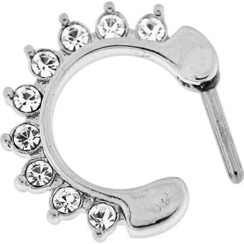 Piercing Piercingate Piercing do bradavky s kamínky PBR00046 - Barva/Motiv: Čirá, Průměr kroužku: 10 mm, Průměr tyčky: 1,2 mm