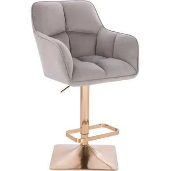 Barová židle Barová židle velur Moss základna zlatá - světle šedá