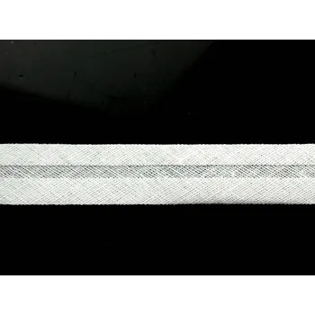 Nit Snový svět Šikmý bavlněný proužek 14mm - založený - bílý