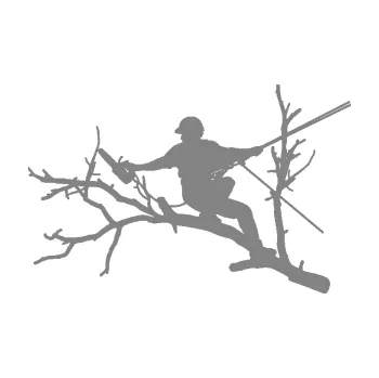 Samolepící dekorace SAMOLEPKA Dřevorubec 006 levá prořezání ve výškách (17 - šedá) NA AUTO, NÁLEPKA, FÓLIE, POLEP, TUNING, VLASTNÍ TEXT, TISK, AUTOSAMOLEPKY.cz, POLEPY, OBRÁZEK, LOGO, SAMOLEPKY