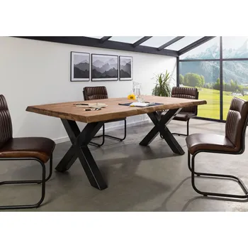 Jídelní stůl Jídelní stůl Palisandr 180x90x77 šedý mořený / X-nohy antracit lesklý METALL 5