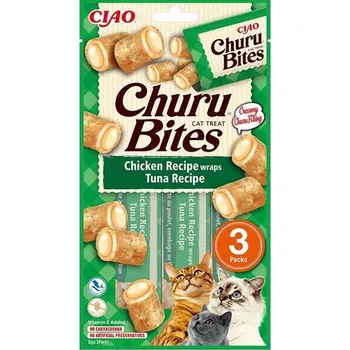 Pamlsek pro kočku Inaba Churu Bites cat snack kuře, tuňák 3x10g