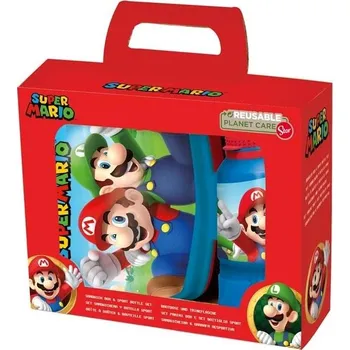Svačinový box Dárkový svačinový set 2v1 Super Mario