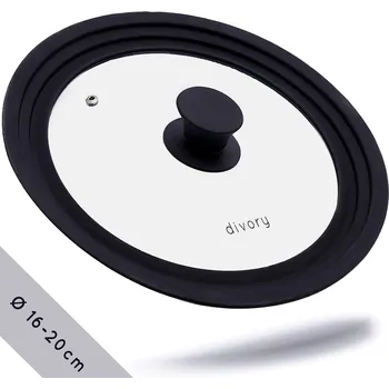 Poklice Univerzální skleněná poklice 16, 18 a 20 cm - DIVORY (Skleněná poklice s odstupňovaným silikonovým okrajem 16, 18 a 20 cm - DIVORY)