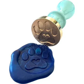 Pečeť Artmagico Pečetidlo Packa (Autorské pečetidlo s obrázkem psí packy s dřevěnou vyměnitelnou rukojetí, šířka pečetidla 25 mm - mosaz.)