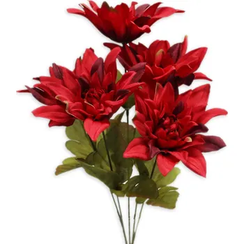 umělá květina Jiřina kytice textil x5/40cm červená