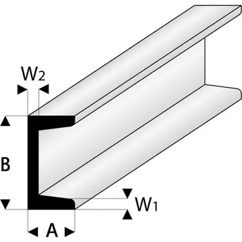 Modelářský materiál Raboesch profil ASA U 1.25x2.5x330mm (5)