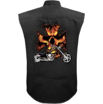 Pánská košile vesta kosile spiral potisk chopper motorka ohnivy kriz velikost: 4XL