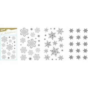 Vánoční dekorace MFP samolepka vánoční vločky 80x120mm stříbrná 8882324