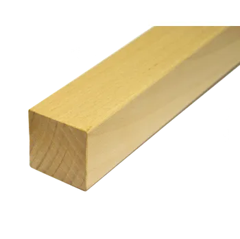 Dřevěný profil čtvercový (40x40 mm / L: 2500 mm) materiál: buk, broušený povrch bez nátěru, balení: PVC fólie