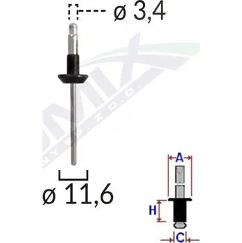 Spojovací materiál Nýt montážní Romix C10135 - 10 ks
