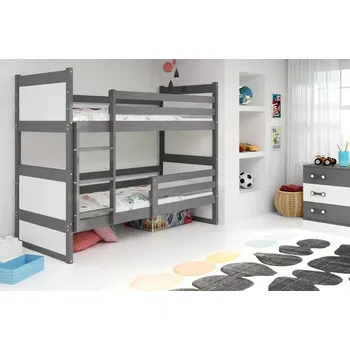 Dětská postel Nábytek PEGAS s.r.o. Dětská patrová postel RICO 80x190 cm, včetně matrací, Grafit/Bílá
