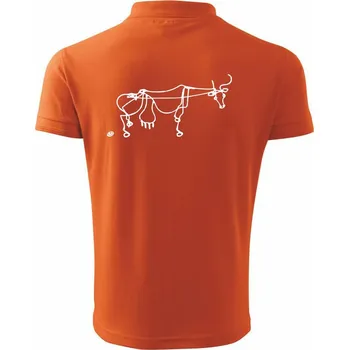 Pánská košile Kráva kreslená - Polokošile pánská Pique Polo 203 - 5XL ( Oranžová )