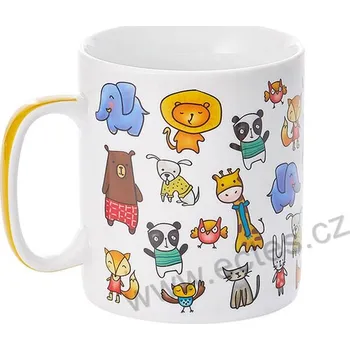 ChaCult PELLE velký porcelánový jumbo hrnek s kreslenými barevnými zvířátky ze zoo 750ml