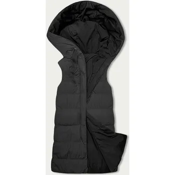 Dámská vesta Černá oboustranná oversize vesta s kapucí (V724) odstíny černé L (40)