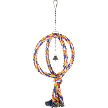 Hračka pro ptáka Tommi Bavlněný kruh se zvonkem, velký papoušek