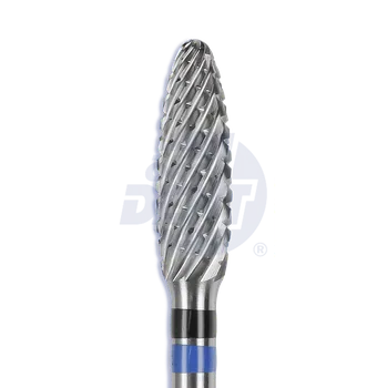 Příslušenství k frézce tvrdokovová fréza Spiral Cut s rovnou čepelí, plamen, špičatý (modrý a černý pruh) | do násadce | 500 104 274 QC 040