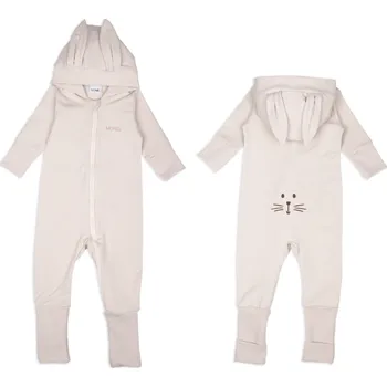 Kojenecký overall Moniel Dětský rostoucí teplákový overal Králík Basic Light Beige Velikost: 92/98 cm