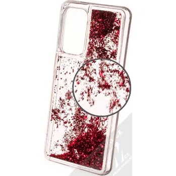 Pouzdro na mobilní telefon 1Mcz Liquid Hexagon Sparkle ochranný kryt s přesýpacím efektem třpytek pro Samsung Galaxy A53 5G červená (red)