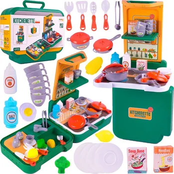 Dětská kuchyňka MalPlay Child Kitchenette mini kuchyňka v kufříku zelená/oranžová