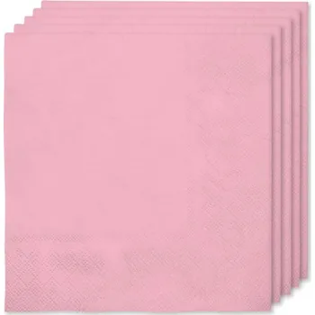 Koktejlová dekorace Funiglobal - 16 světle růžových ubrousků (33 x 33 cm) - Plain Colours -