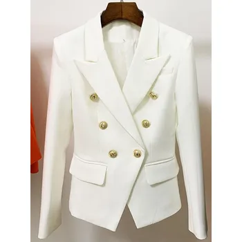 Dámské sako Luxusní dámské sako dvouřadé s knoflíky Barva: Bílá, Velikost: XL