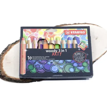 Kresba Barevné pastelky Stabilo Woddy 3 in 1 | 10 kusů