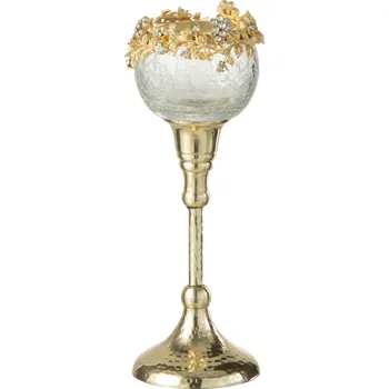 Svícen Transparentní svícen na nožičce se zdobením a kamínky Volve S - Ø 8*23cm