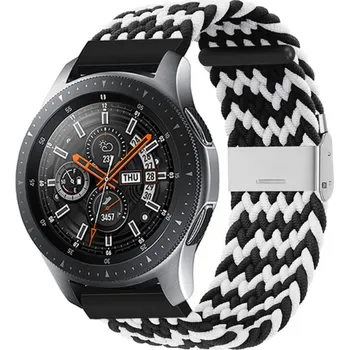 eses Pletený nylonový řemínek s přezkou 22 mm - Vzorovaný, černo bílý