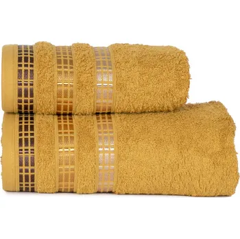 Ručník Bavlněný froté ručník s bordurou LUXURY 50x90 cm, mustard/hořčicová, 500 gr Mybesthome