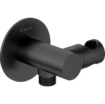 Tyč na sprchový závěs Deante Silia, úhlové ukončení, polohovatelný držák na ruční sprchu, černá matná, DEA-NQS_N57K