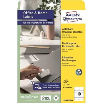 Barevný papír Avery Zweckform L4744REV-10 snímatelné samolepící etikety