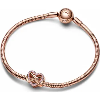 Náramek PANDORA zlacený náramek Family Infinity Pink Heart 580728+782246C01-18
