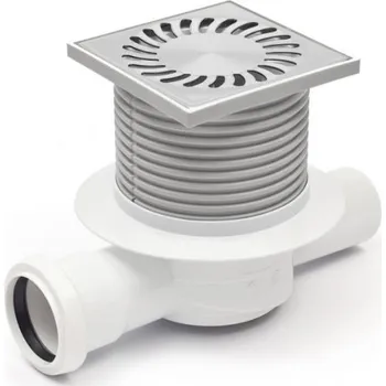 Kanalizační potrubí HACO Podlahová vpusť průběžná s přírubou PVP 122x122 PR/DN 50 nerez HC0539