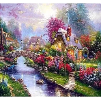 Diamantové malování Amparo Miranda® Diamantový obrázek Kamenný most