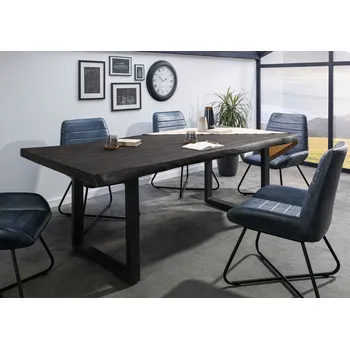 Jídelní stůl Stůl mango 180x90x77 šedý lakovaný / U-nohy antracit matný METALL 5