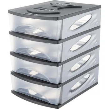 Archivační box Aldotrade Media kancelářský box 26 x 35 x 39 cm transparentní/antracit