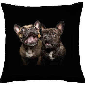 Dekorativní polštářek Polštář bavlněný s potiskem Vtipný buldočci