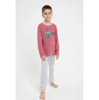 Pánské pyžamo 3087 CHLAPECKÉ DLOUHÉ PYŽAMO SAMMY 122-140 vínový 122