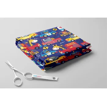 Fleece antipilling, Zvířátka v autě Barva: Královsky modrá