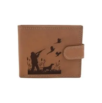 Peněženka E-myslivost Myslivecká peněženka se zapínáním HUNTER NATURAL - Myslivec a pes na lovu