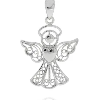 Přívěsek Zlatý přívěšek anděl se srdcem z bílého zlata