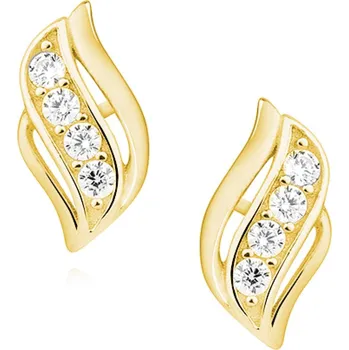 Náušnice Lafira stříbrné pozlacené náušnice Wave Crystal Z1401EG (puzety)