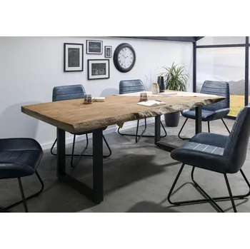 Jídelní stůl Stůl mango 200x100x77 béžový lakovaný / U-nohy antracit matný METALL 5