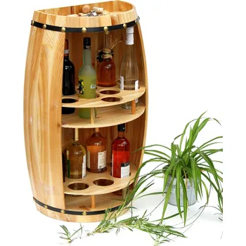 Stojan na víno Dřevěný stojan na víno, soudek na víno na 17 lahví přírodní Dandi