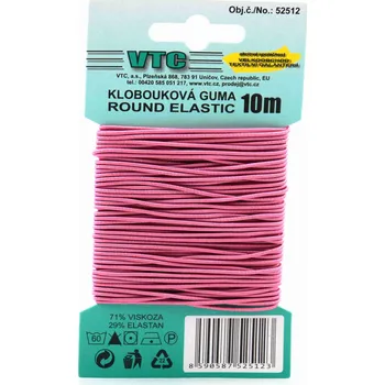 Textilní guma VTC Klobouková guma 1,2 mm - na kartě růžová
